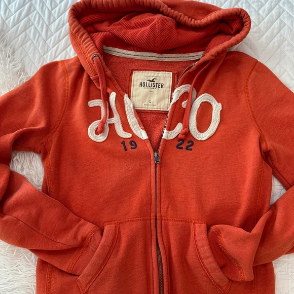 Y2K Hollister HCO Full-Zip Hoodie Orange Chenille Logo Size L - Picture 14 of 16
